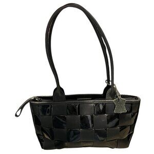 Boots N Bags Genuine Leather Rectangular Handbag Checkerboard Black Columbia